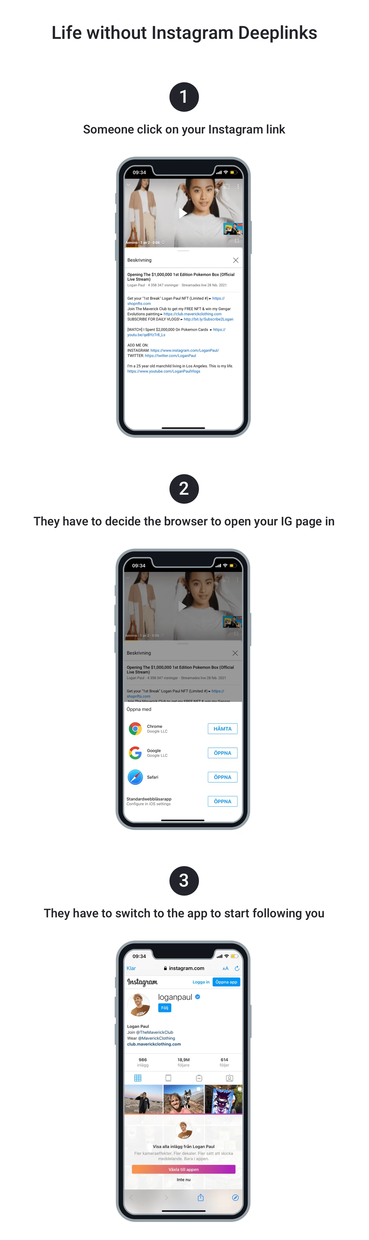 Regular Instagram link opening in an in-app browser instead of the native app