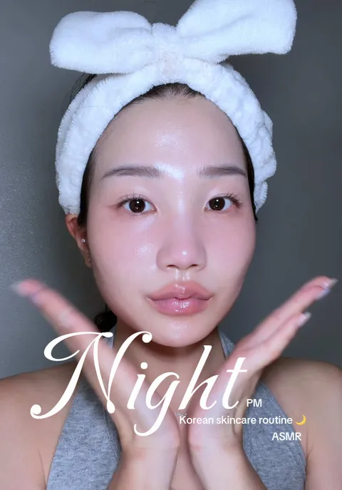 Jinny’s TikTok post: asmr night routine 🌙 for oily combo skin girlies fighting bumps and breakouts 😤