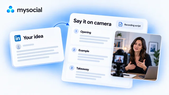 A LinkedIn post transformed into an opening, example, and takeaway for a video script