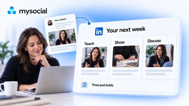 A creator’s own LinkedIn content informing three weekly post briefs